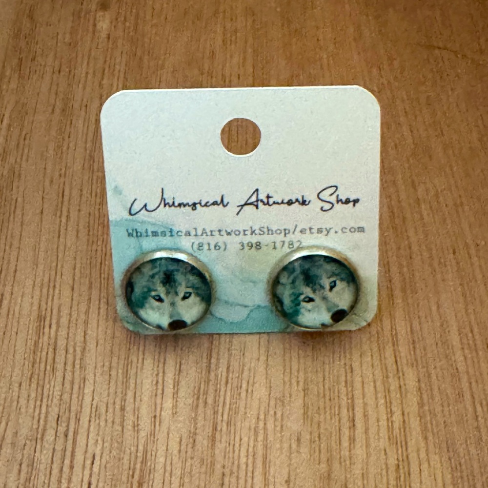 Wolf Cabochon Earrings